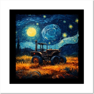 Tractor Starry Night Farmer's Delight, Rural Roots Tee Collection Posters and Art